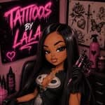 Illustrated portrait of Lala holding a tattoo machine